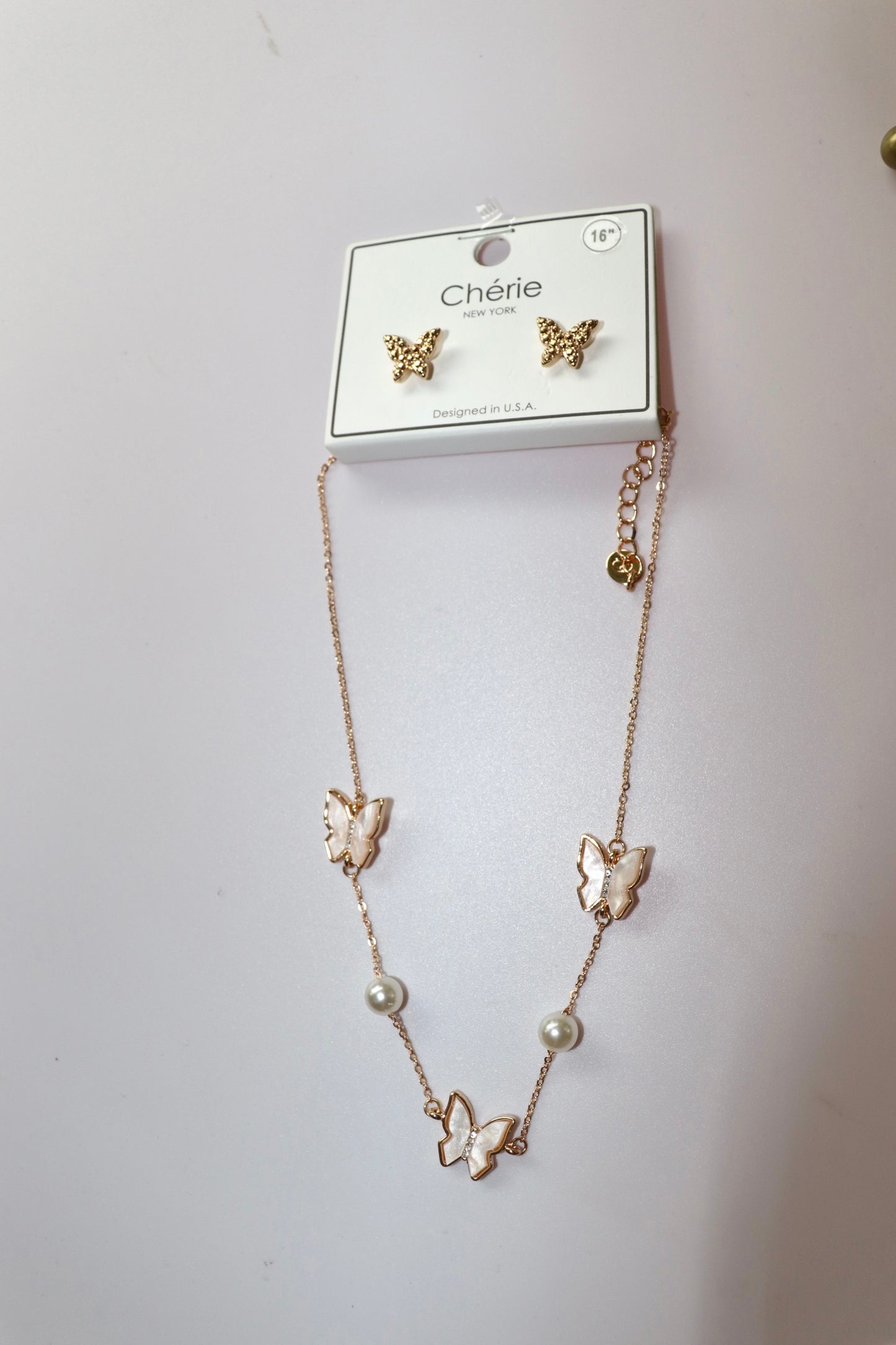 Butterfly & Pearl Chain Necklace