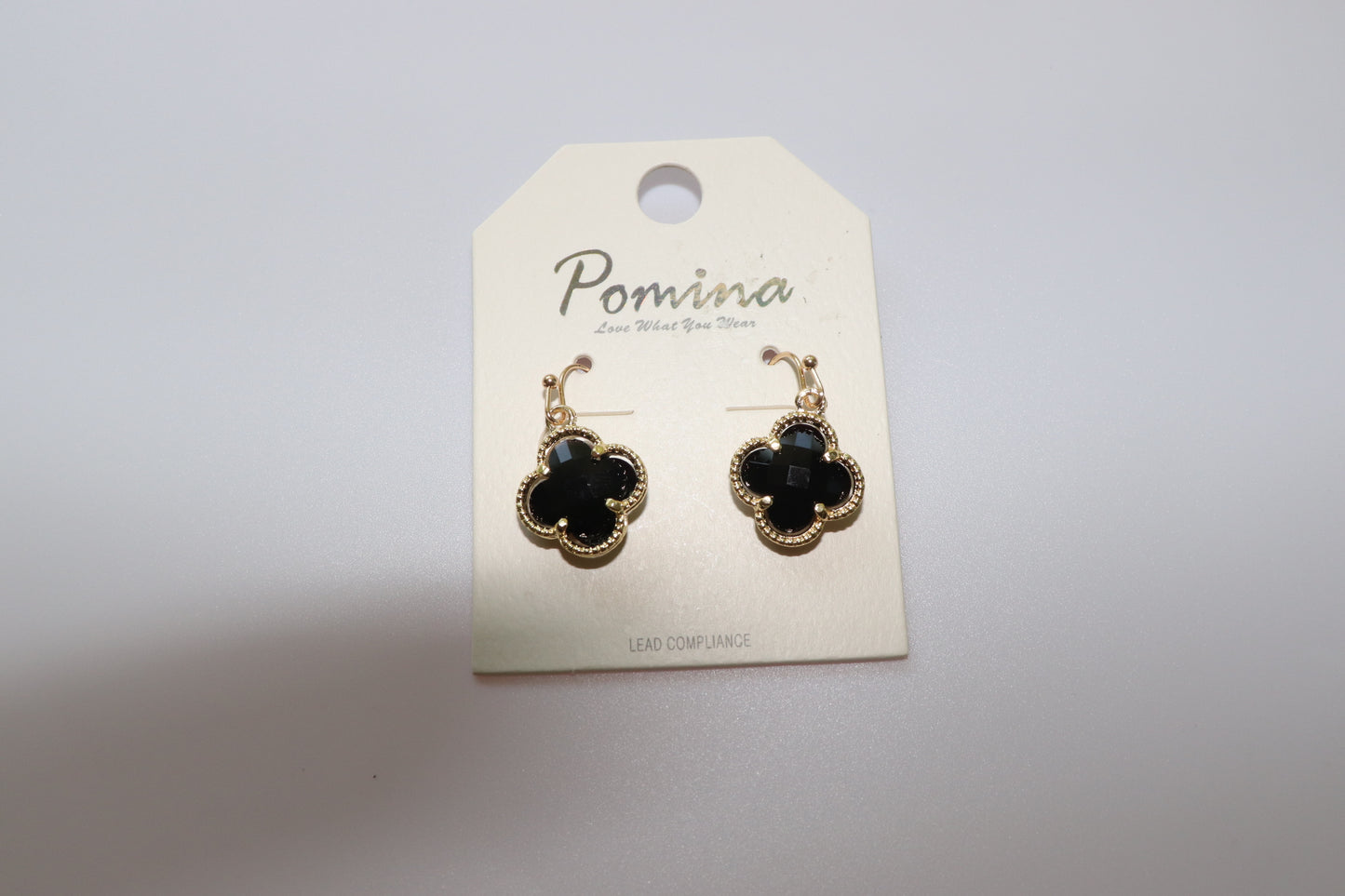 Black & Gold Clover Earrings