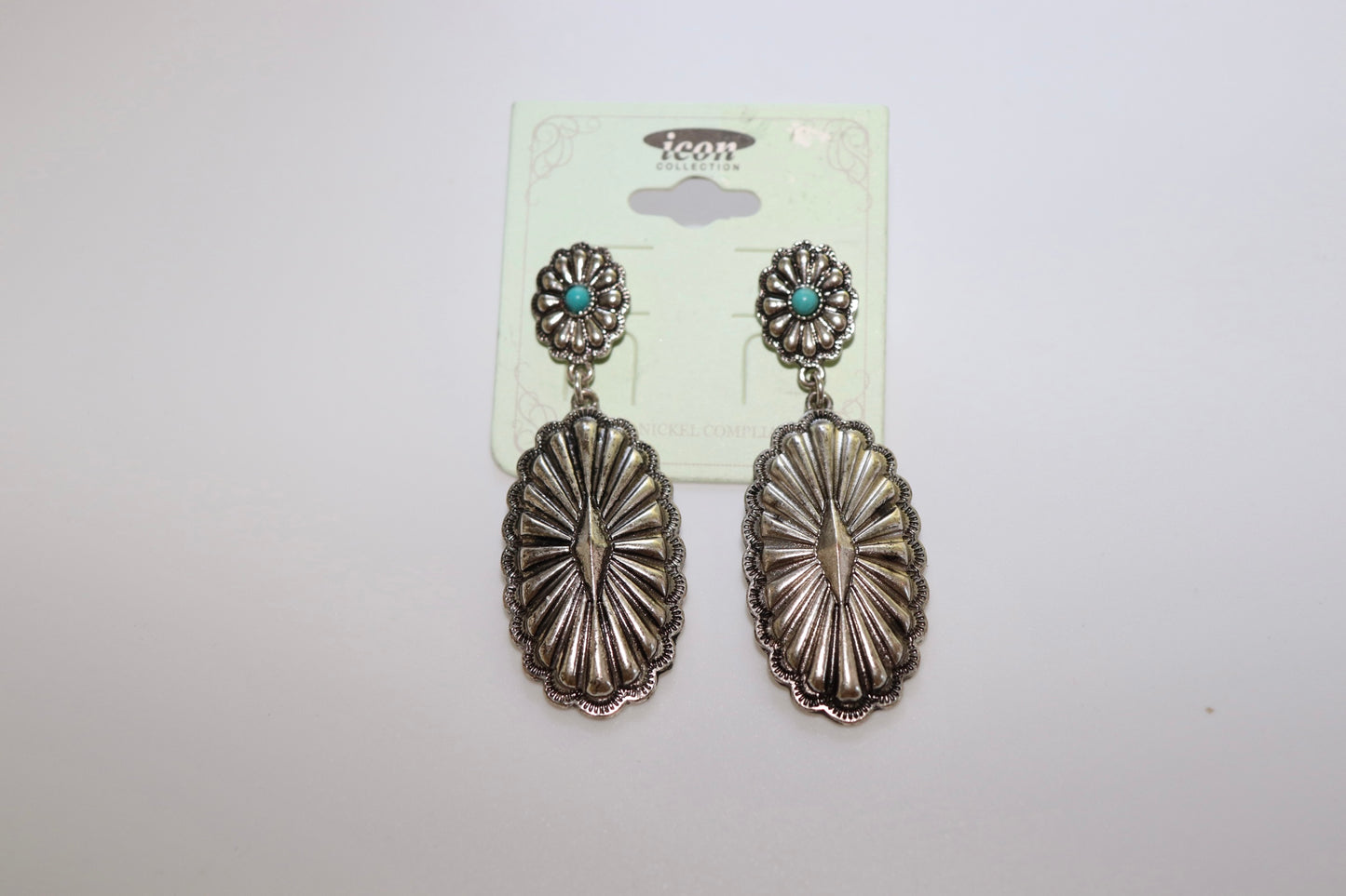 Western Turquoise Concho Earrings