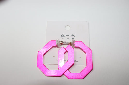 Hot Pink Geo Hoops